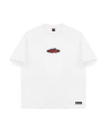 BRZY 01 white tee, front, with embroidered BRZY chest logo.